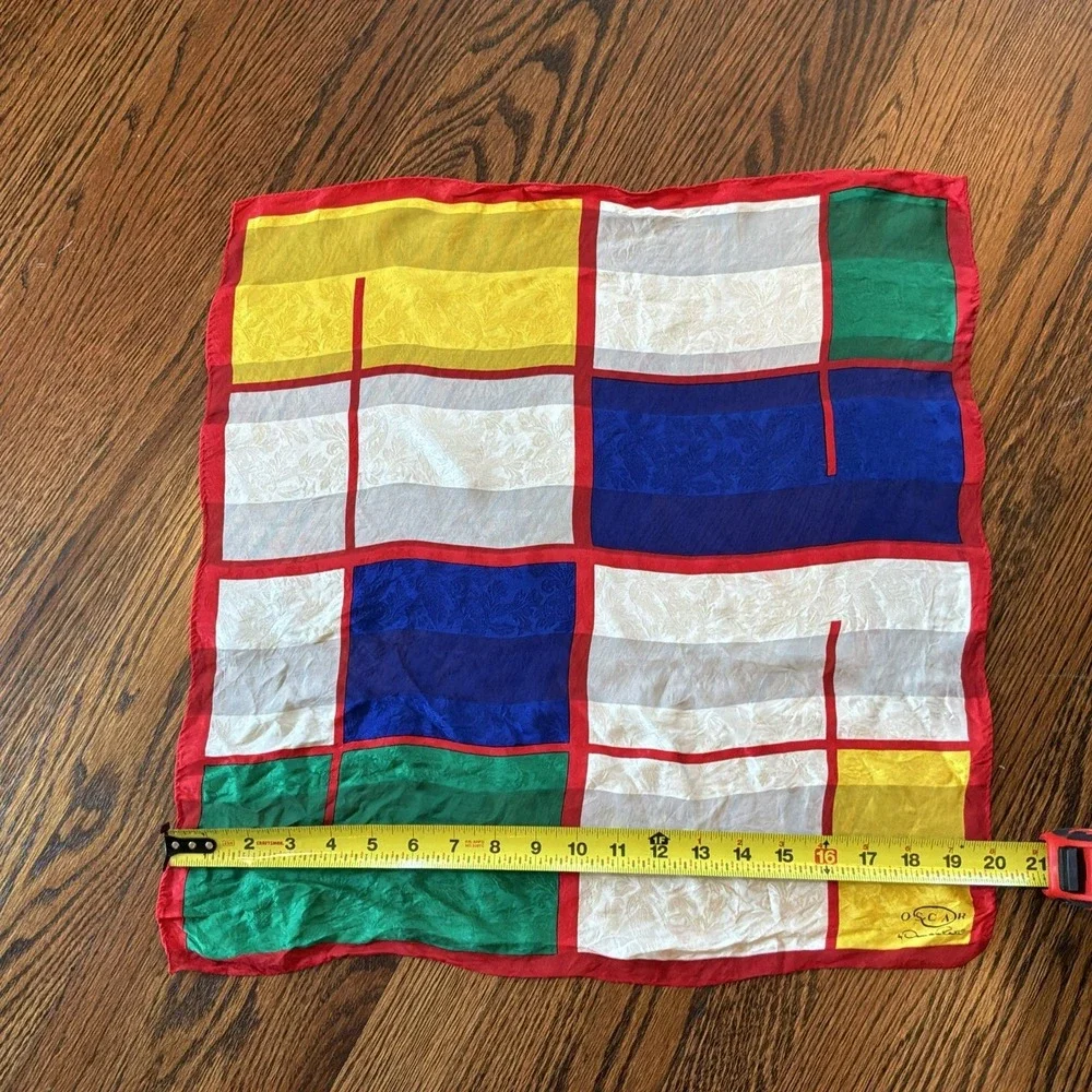 Oscar de la Renta Vintage Multicolor Geometric Silk Scarf Fall Luxury‎